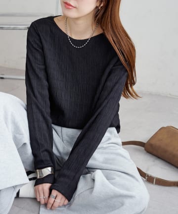 DISCOAT(ディスコート) 生地シャーリングロングスリーブ