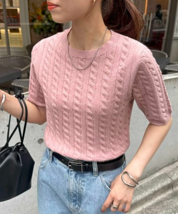 DISCOAT(ディスコート) モチモチケーブル半袖プルオーバー《WEB限定カラーあり》