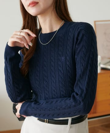 DISCOAT(ディスコート) モチモチケーブル刺繍ロゴプルオーバー《WEB限定カラーあり》