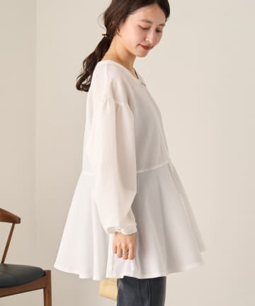 OUTLET(アウトレット) 【Kastane】フロントZIPペプラムブラウス