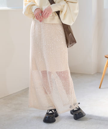 OUTLET(アウトレット) 【Kastane】スパンコールレーススカート