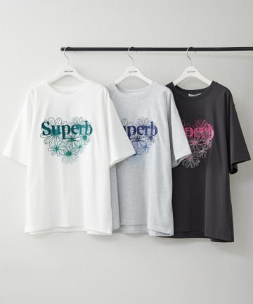 Remind me and forever(リマインドミーアンドフォーエバー) グラデ花刺しゅうBIGＴシャツ