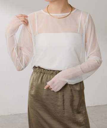 COLLAGE GALLARDAGALANTE(コラージュ ガリャルダガランテ) 【ロングシーズン使える/マストアイテム】シアーチュールロンT