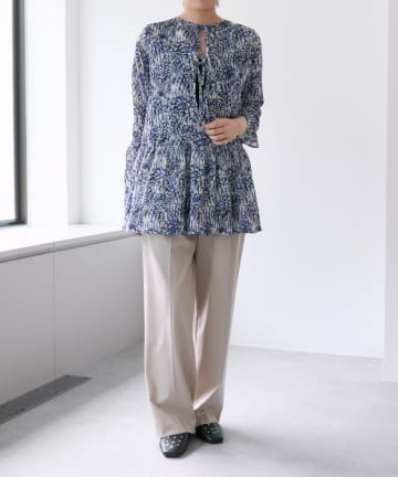 ear PAPILLONNER(イア パピヨネ) 《体型カバー/前後2WAY》花柄プリントチュニックブラウス【SUM1 STYLE(スミスタイル)】
