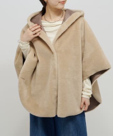 Omekashi(オメカシ) ショートファーボンディングポンチョ