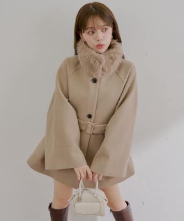 Chico(チコ) 【受注販売】ファー取外しケープコート < 6/29(日)23:59まで >