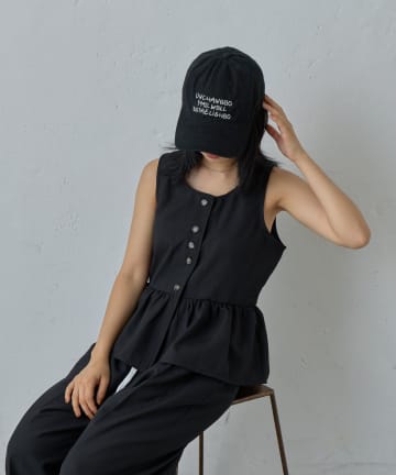 -goocy-(グーシー) 【セットアップ対応】麻タッチポリペプラムベスト