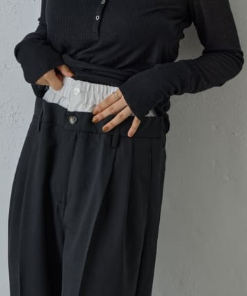-goocy-(グーシー) 麻タッチポリダブルウエストパンツ【セットアップ対応】