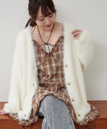 NICE CLAUP / OLIVE des OLIVE OUTLET(ナイスクラップ  / オリーブ デ オリーブ アウトレット) 【RMAF】シャギーロングカーディガン