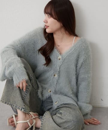 NICE CLAUP / OLIVE des OLIVE OUTLET(ナイスクラップ  / オリーブ デ オリーブ アウトレット) 【RMAF】シャギーロングカーディガン