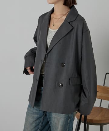 -goocy-(グーシー) 袖折り返しダブルジャケット