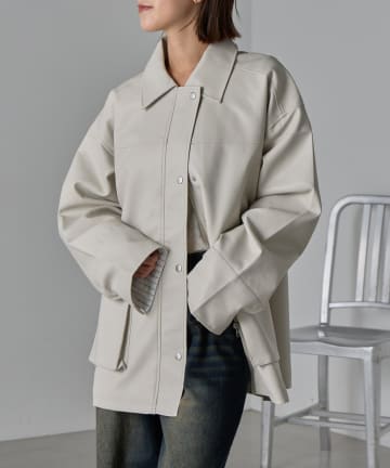 -goocy-(グーシー) フェイクレザーミドルカバーオール