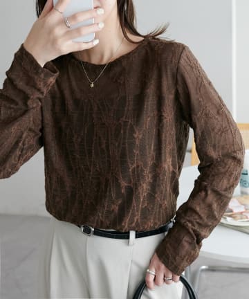 DISCOAT(ディスコート) 生地ジャガードロングスリーブ《WEB限定カラーあり》