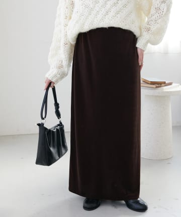 DISCOAT(ディスコート) 【低身長サイズあり/高見えアイテム！】ベロアナロースカート