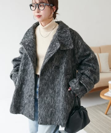 DISCOAT(ディスコート) 【ベーシック&トレンドの両立】メランジシャギースタンドミドルコート