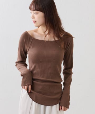 CIAOPANIC TYPY(チャオパニックティピー) 【shay】カップ付オフショルリブトップス