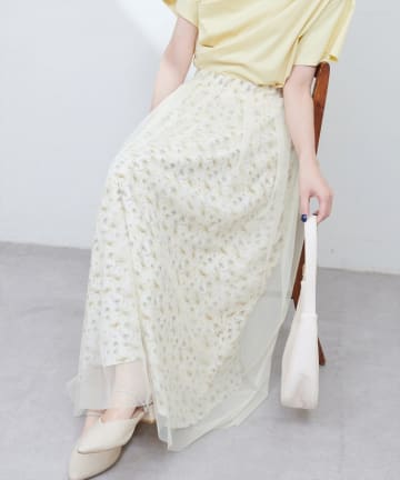 NICE CLAUP / OLIVE des OLIVE OUTLET(ナイスクラップ  / オリーブ デ オリーブ アウトレット) 【natural couture】チュールレイヤードフレアスカート