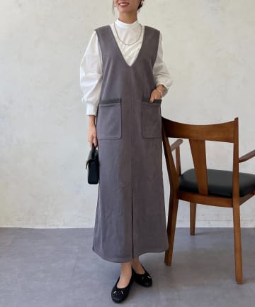 スエード×リブ2WAYジャンスカ