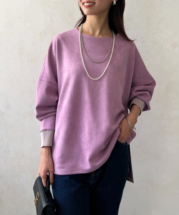 BACKリブスエードプルオーバー