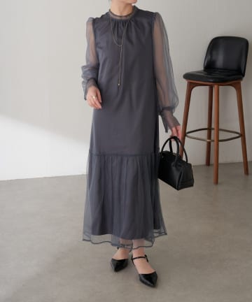 COLLAGE GALLARDAGALANTE(コラージュ ガリャルダガランテ) 【オケージョン】柄チュールワンピース