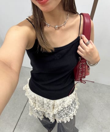 CIAOPANIC(チャオパニック) 【カップ付き】パイルリブキャミソール