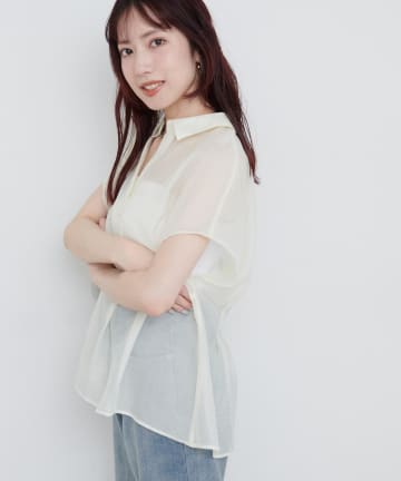 natural couture(ナチュラルクチュール) 【WEB限定】ワッシャーオーガンジースキッパーブラウス