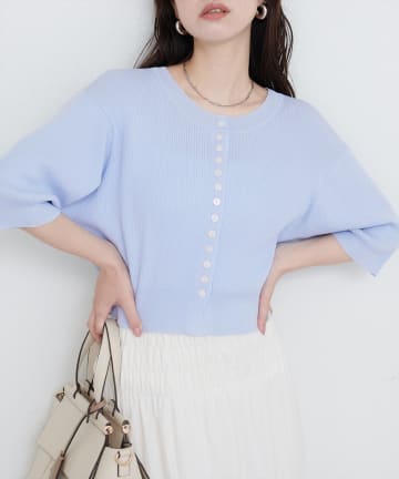 natural couture(ナチュラルクチュール) 多釦片畦編みカーデ