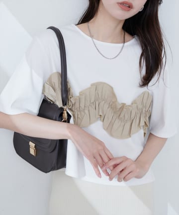 natural couture(ナチュラルクチュール) 【WEB限定】ボリュームフリル半袖Tシャツ