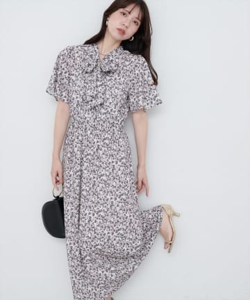 natural couture(ナチュラルクチュール) 【WEB限定】ハートジオメタル柄ワンピース