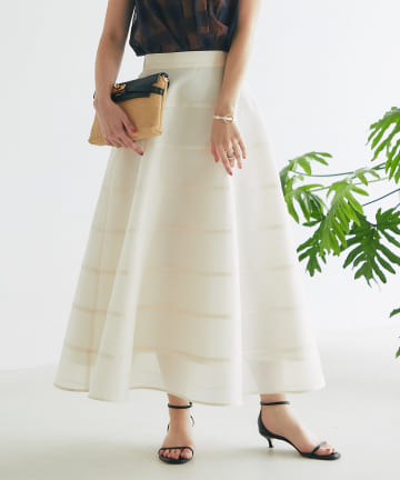La boutique BonBon(ラブティックボンボン) 【お上品シルエット・低身長サイズあり】シアーサーキュラー切り替えスカート