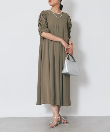 OUTLET(アウトレット) 【un dix cors】ドレープシャーリングワンピース