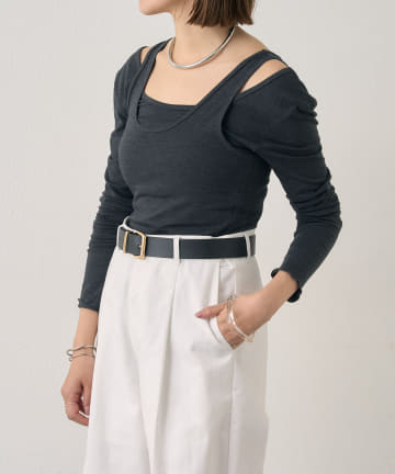 OUTLET(アウトレット) 【SHENERY】レイヤードUネックカットソー