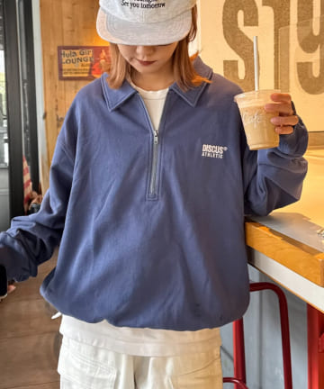 CIAOPANIC TYPY(チャオパニックティピー) 【DISCUS】ユニセックス裏毛ハーフジッププルオーバー