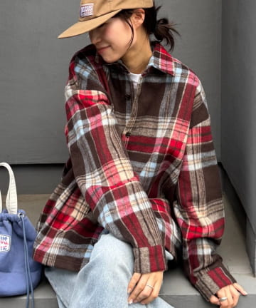 CIAOPANIC TYPY(チャオパニックティピー) 【DISCUS】シャギーチェックシャツジャケット