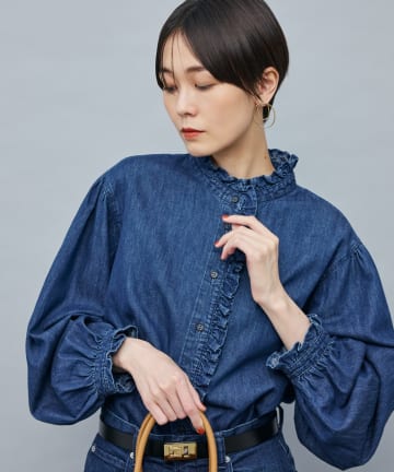NOLLEY'S(ノーリーズ) 【RM denim】フリルデニムブラウス