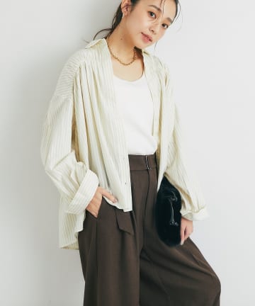 un dix cors(アンディコール) 《デイリーに活躍◎》ギャザーストライプシャツ