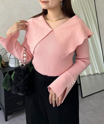 prose verse(プロズヴェール) スカラップカラーニットトップス