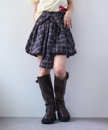 w closet(ダブルクローゼット) 【25AW】バルーンチェックスカパン