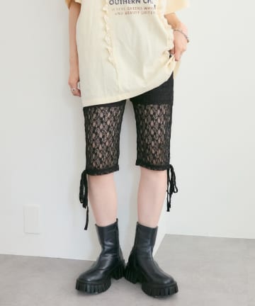 w closet(ダブルクローゼット) 【25AW】ロゴレースハーフパンツ