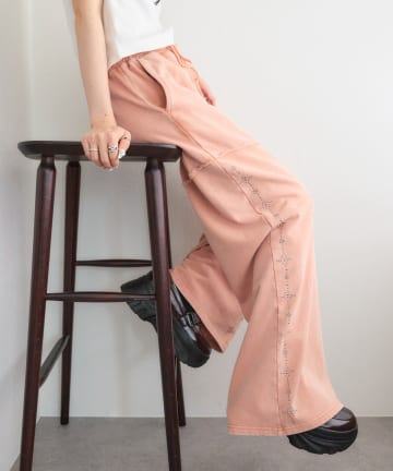 w closet(ダブルクローゼット) 【25AW】スタッツ付裏毛パンツ