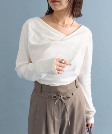 mystic(ミスティック) 【大人気シリーズ/新色ホワイト・グレー2】オフショルロングTシャツ※EC限定カラーあり
