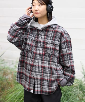 CIAOPANIC TYPY(チャオパニックティピー) 【コーデュロイ袖切り替え】【ユニセックス】モールチェックシャツジャケット