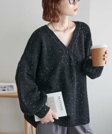 DISCOAT(ディスコート) 【WEB限定】ネップVネックニット