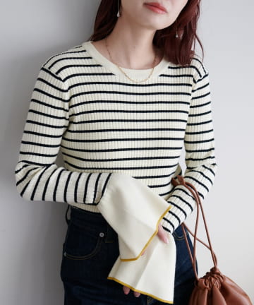 DISCOAT(ディスコート) 【WEB限定】リブ袖フレアパイピングプルオーバー