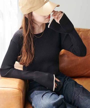 DISCOAT(ディスコート) 【WEB限定】リブ袖フレアパイピングプルオーバー