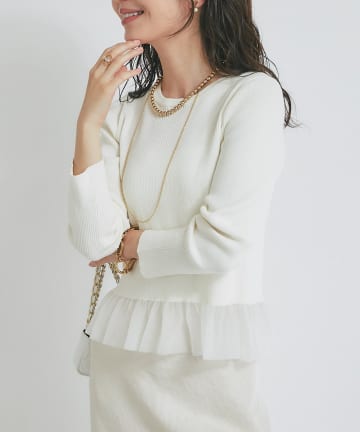 La boutique BonBon(ラブティックボンボン) 【着回し力◎】シアーフリルニット