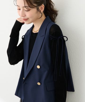 La boutique BonBon(ラブティックボンボン) 【セットアップ可・シック＆キュート】ポプリンショートジレ