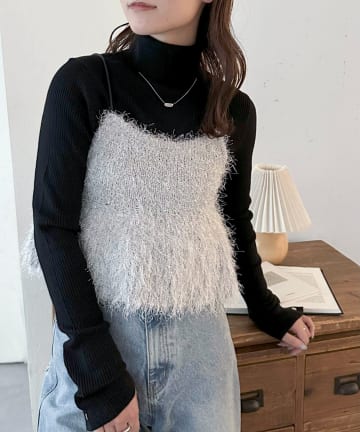 DISCOAT(ディスコート) 【長さ調整可/主役級ビスチェ/5色展開♪】フェザーペプラムビスチェ《WEB限定》