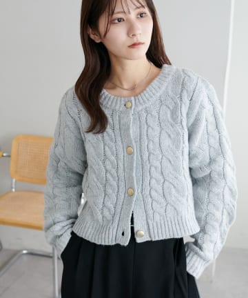 DISCOAT(ディスコート) 【5色展開/カジュアルにもキレイメにも/着映え】ケーブルショートカーディガン《WEB限定》