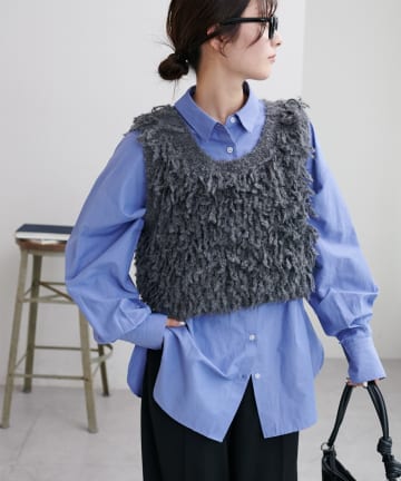 DISCOAT(ディスコート) 【シーズンレス/着回し】ウール混ループヤーンニットベスト《WEB限定》